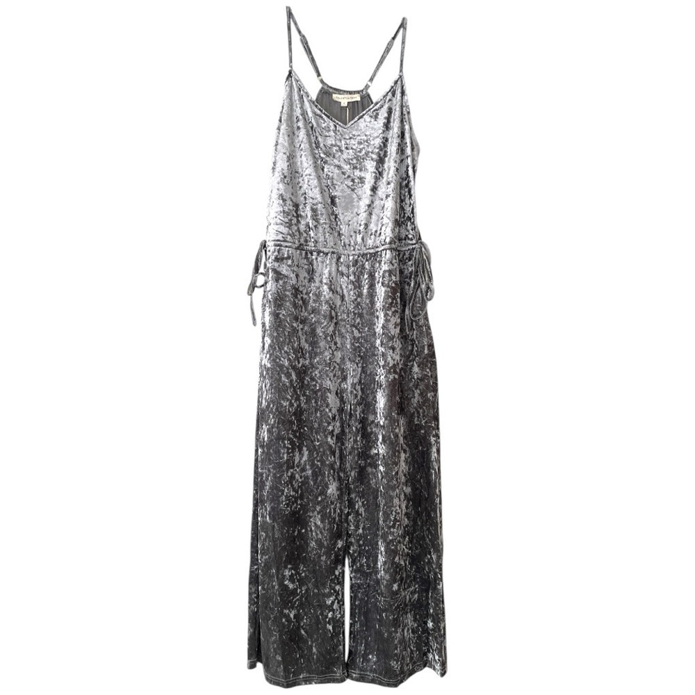 Grade & Gather jumpsuit, size M, cropped, stretchy crushed, velvet, side ties